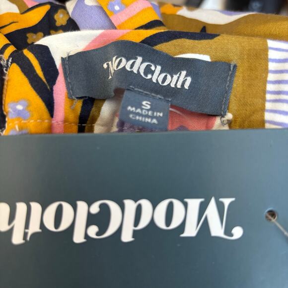 ModCloth Psychedelic Midi Skirt Retro Pink Orange Purple Tie Waist Bow Detail - Picture 9 of 9